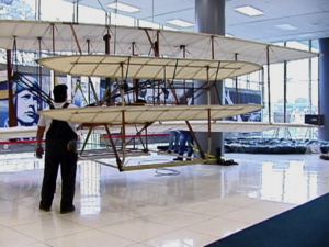 Lowering the Wright Flyer from her perch