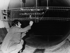 The uncovered model in the wind tunnel